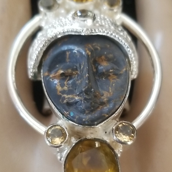 Vintage Sajen Goddess Sterling Silver and Citrine Ring SZ 7 3/4 - Picture 11 of 16